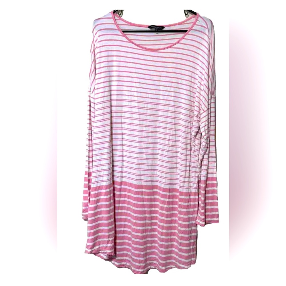 Christian Siriano New York Silo Jersey Knit Dress Sz 3X Pink White Mixed Stripe